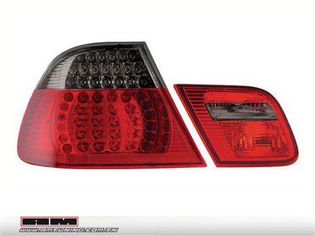 Feux ar LED BMW E46 4D Ph2 02-05 rouge/fumé