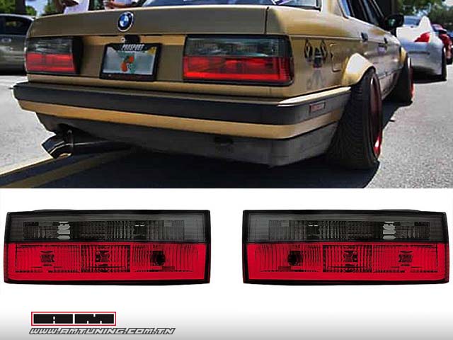 Feux ar BMW E30 PH1 83-87 rouge/fumé