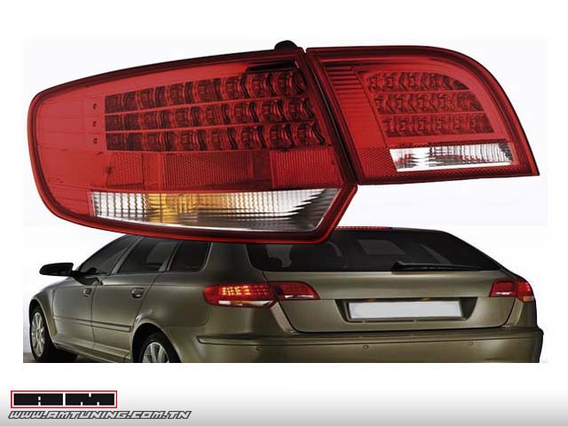 Feux ar LED Audi A3 Sportback 03-08 rouge/fumé