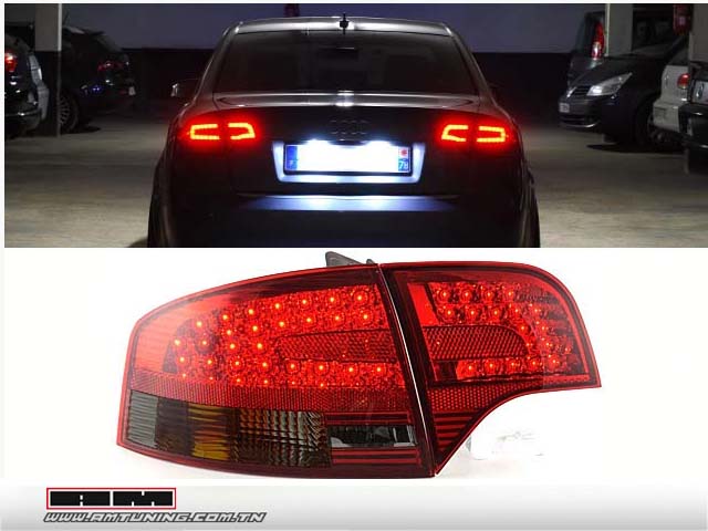 Feux ar LED Audi A4 B7 05-06 rouge/fumé - V2