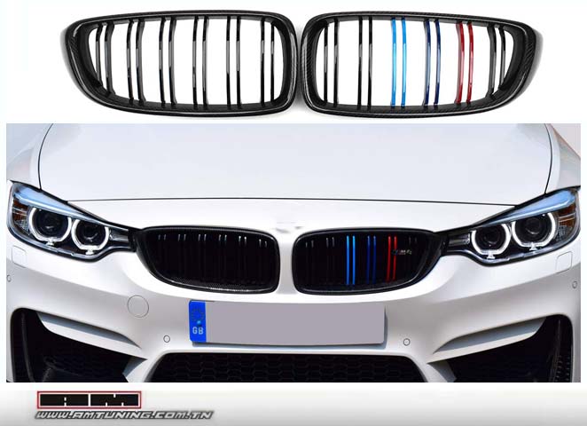 Grilles de calandre BMW Serie 4 F32/F36 M4 - Noir brillant / Tricolor