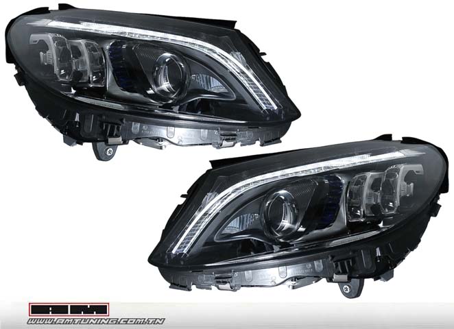 Phares av Mercedes classe C W205 15->19 - Halogene Upgrade  - FULL LED