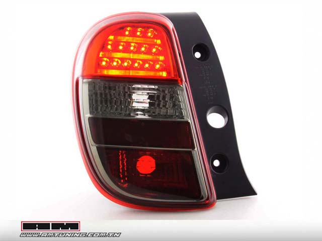 Feux ar LED Nissan Micra Rouge/Fumé
