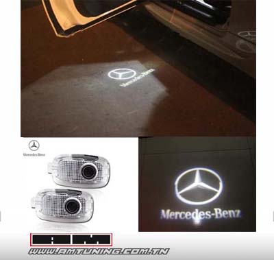 Feux d'éclairage LED pour bas de portes avec logo Mercedes - W204