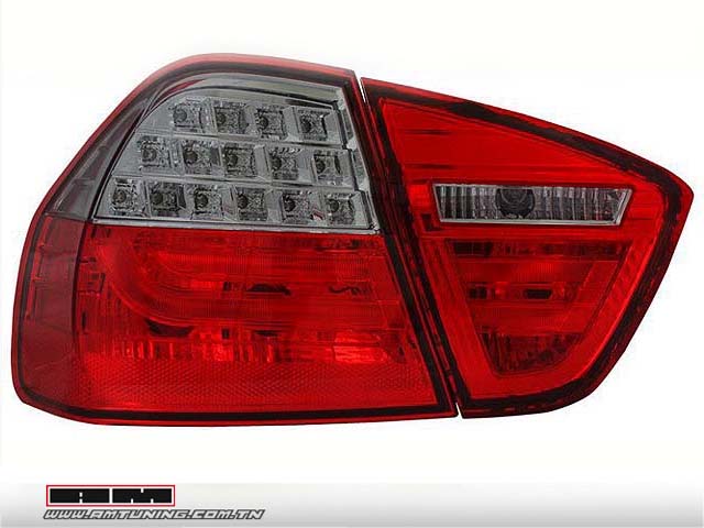 Feux ar LED BMW E90 PH1 06-08 rouge/fumé