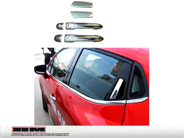Jeu caches poignets de portes chrome Renault CLIO IV 2012 - 4pcs (Sans Sensor)
