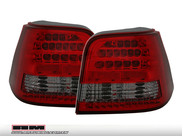 Feux ar LED VW GOLF 4 98-02 - Rouge/Fumé V2