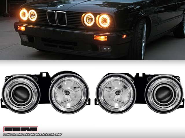 Phares av BMW E30 89-91 angel eyes chrome