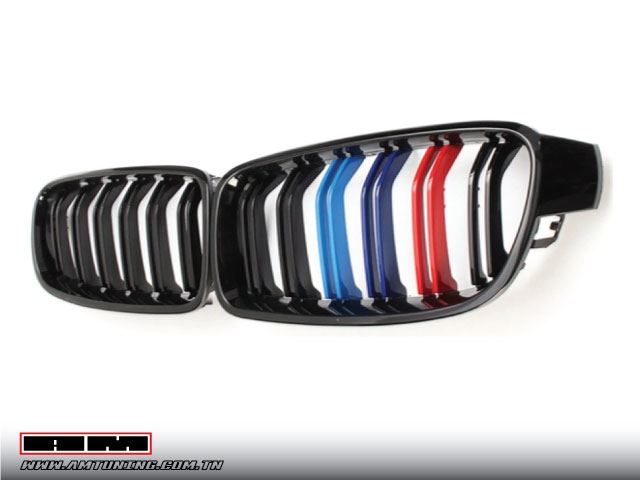 Grilles de calandre BMW F30 - Type M3 - Noir brillant / Tricolor