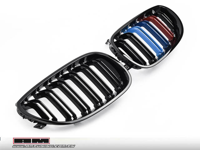 Grilles de calandre BMW E60 - Type M4 - Noir brillant / Tricolor