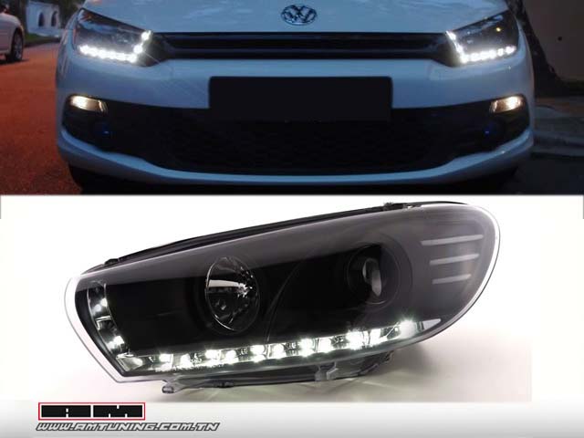 Phares av LED VW Scirocco - rég éléc - feux de jour auto.