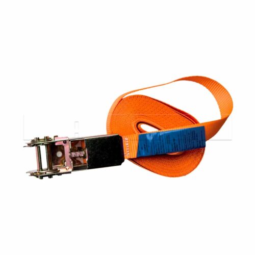 Sangle d’amarrage avec tendeur à cliquet (5m x 2,5cm) Orange – 1pc