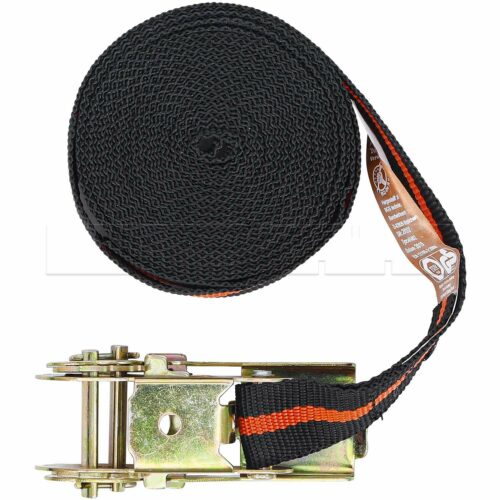 Sangle d’amarrage avec tendeur à cliquet (5m x 2,5cm) Noir – 1pc